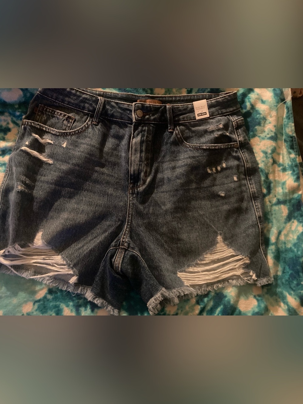 Judy Blue Distressed Dark Wash Denim Jean Shorts